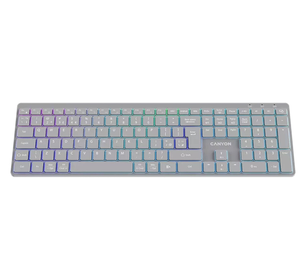 CANYON Klawiatura HKB-W11 UK/US RGB Dwa Tryby Bezprzewodowa Szara CNS-HBTK11G - 1348464 - zdjęcie 2